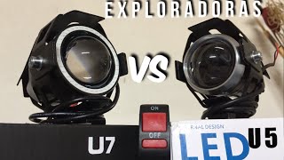 COMO SON LAS EXPLORADORAS LED U5 Y U7 UNBOXING  FAROS LED MOTOCICLETA  MOTO ACCESORIOS [upl. by Enelkcaj]