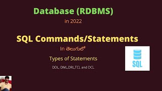 1DBMS  SQL statements or commands in Telugu DDL DML DRL TCL DCL  tvstreetechnologies [upl. by Seluj]