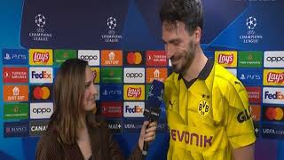 Mats Hummels Post Match Interview PSG vs Borussia Dortmund 01 [upl. by Oicor]