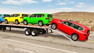 Flatbed Truck Mcqueen  Transportation with Truck  Pothole vs Car 201  BeamNGDrive [upl. by Penny]