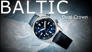 BALTIC Aquascaphe DualCrown Dive Watch  Automatic Miyota 9039 Compressor Style Diver [upl. by Anitnerolf]