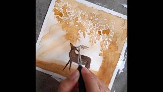 painting with coffee ☕🦌😱youtubeshorts shorts coffeepainting ideas diy art asthetic viral [upl. by Spearman]