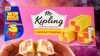 Mr Kipling 5 Mini Battenbergs  Popular British Marzipan Cakes  ASMR Food Review  ASMR Unboxing [upl. by Audre]