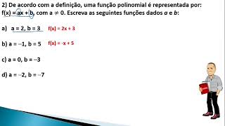 Função afim De acordo com a definição uma função polinomial Escreva seguintes funções dados a e b [upl. by Iknarf482]