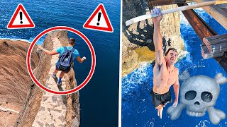 Mala idea bajar un acantilado con Gero Arias⚠️ Parkour en Santorini 🇬🇷 [upl. by Anisirhc]