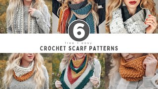 6 Free Crochet Scarf Patterns  Easy Crochet Scarves [upl. by Ennayrb]