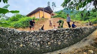 journey to build a massive stone wall to expand the house build a new kitchen family farm [upl. by Ahsiniuq469]