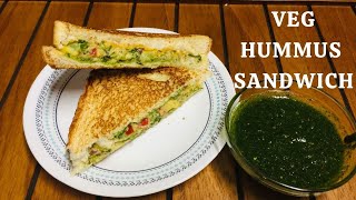 Veggie HUMMUS SANDWICH  Without mayonnaise Healthy Sandwich [upl. by Notluf]