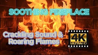 4K HD Roaring Fireplace 4 Hour Loop [upl. by Nora]