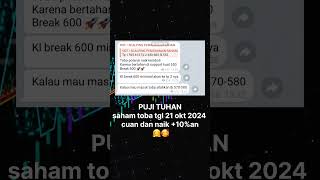 PUJI TUHAN saham toba sesuai plan naik capai target jual tp 2 nya trading carabelisaham [upl. by Ettenuj]