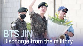 💜LIVE BTS 진 “아미들에게 전역 신고합니다”  BTS JIN Military Discharge [upl. by Ofella633]