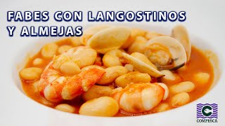 Receta Fabes con Langostinos y Almejas de Compesca [upl. by Lrig971]