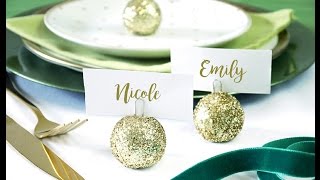 DIY Christmas Bauble Ornament Place Card Holder  BirdsPartyTricks [upl. by Buerger]