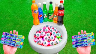 EXPERIMENT Eyeballs VS Mentos and Cola 7up Schweppes Mirinda amp Fanta in the toilet [upl. by Onailime]