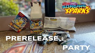 Surging Sparks Build amp Battle Opening  Pokemon TCG Prerelease Party [upl. by Aihseuqal662]