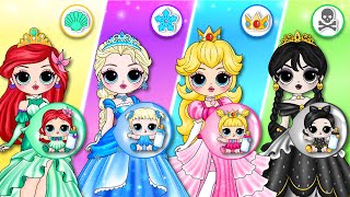 Elsa Wednesday amp Peach Become Princesses With Their Baby [upl. by Camm476]