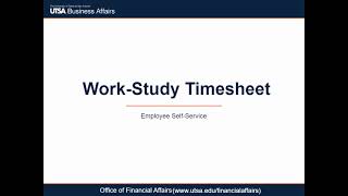 ESS Timesheet Workstudy Employees [upl. by Erund]