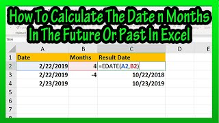 How To Calculate Find The Date N Months In The Future Or Past From A Given Date In Excel Explained [upl. by Weinreb]