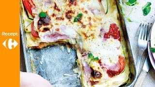 Lasagne met ham courgette tomaat en mozzarella [upl. by Suixela]