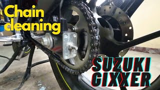 CHAIN CLEANING  SUZUKI GIXXER 155 [upl. by Gitt]