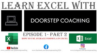 LEARN EXCEL IN BENGALI WITH DOORSTEP COACHING EPISODE 1 PART 2 AVERAGE FORMULA [upl. by Akimahc21]