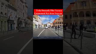 Tesla Otomatik Pilot Yayaya Çarpmamak İçin Kaza Yapıyor trending youtube tesla shorts [upl. by Acirretal606]