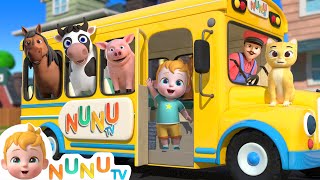 Wheels On The Bus With Animals  Animal Song  Nursery Rhymes amp Kids Songs  NuNu Tv [upl. by Noremac905]