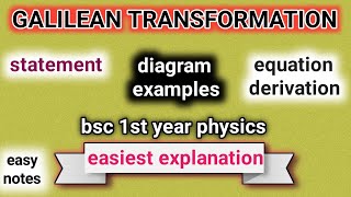 galilean transformation  galilean transformation equation  galilean transformation bsc 1st year [upl. by Isnan]