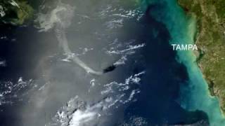 Exclusive Satellite Zoom of Oil Spill from the BP Deepwater Horizon rigs wellhead [upl. by Rakabuba939]