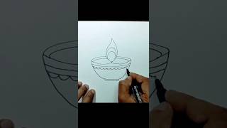 Diya drawingDiwali drawingEasy way to draw diya [upl. by Erdnoid]