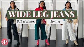 How to Wear WIDE LEG JEANS in FALL amp WINTER  12 easy to RECREATE Wide Leg Jeans OUTFITS [upl. by Laden258]