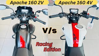 2024 TVS Apache RTR 160 2V Racing Edition Vs 4V Full Detailed Comparison 😍 Konsi Hai Best [upl. by Leuqer]