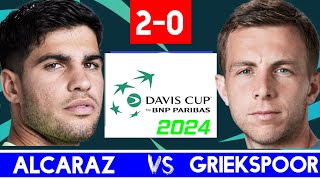 CARLOS ALCARAZ vs GRIEKSPOOR • Davis Cup 2024 QF • LIVE Tennis Watchalong Stream [upl. by Derzon404]