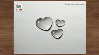 Basic easy pencil drawing and shading with Heart symbol Water drops  Step by step art [upl. by Mikel]