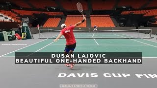 Dusan Lajovics magnificent onehanded backhand Practice Davis Cup 2023 [upl. by Og]