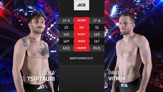 Важа Циптаури vs Павел Витрук  Vazha Tsiptauri vs Pavel Vitruk  ACA 166 [upl. by Zetnod]