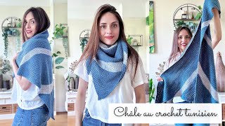 Comment faire un Châle au crochet tunisien ✨ Modèle Débutant Unisexe 🧶 Tuto crochet gratuit [upl. by Adnorahs]