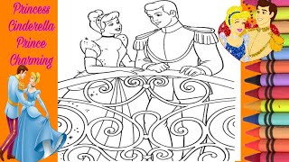 Coloring Adorable Princess Cinderella And Prince Charming coloring page coloring book [upl. by Zorah721]