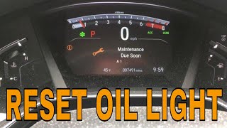 How to reset oil light maintenance minder on a 2017 or 2018 Honda CRV ex exl and touring models [upl. by Micah347]