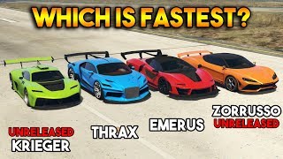 GTA 5 ONLINE  EMERUS VS KRIEGER VS THRAX VS ZORRUSO WHICH IS FASTEST [upl. by Debbee]