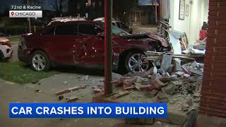 Car crashes into building in Englewood Chicago fire officials say [upl. by Hairaza]