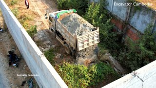 Best Action Dump Truck And D20P Bulldozer Working Landfill In Fence 9 X 34 Meter Complete Full [upl. by Skippie]