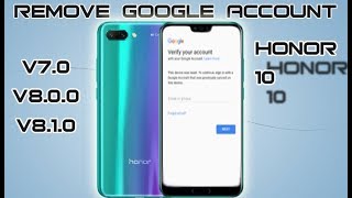 FINAL WAYS BYPASS FRP HUAWEI HONOR 10 ANDROID V8 1 0 SKIP GOOGLE ACCOUNT [upl. by Novert164]