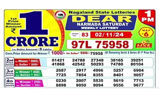 NAGALAND Lottery SAMBAD DEAR EVENING 1PM RESULT TODAY 02112024 STATE DEAR LOTTER [upl. by Cuyler]