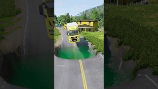 Dump trucks vs giant water pit part296 automobile india beamngdrive car shorts truckdriver [upl. by Adnerb]