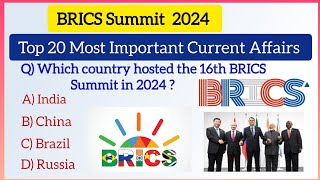 BRICS Summit 2024 Current Affairs  BRICS Summit 2024 [upl. by Parik]