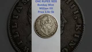 RARE ONE RUPEE 1835 Bombay Mint William IIII Silver Coin [upl. by Cyprio]