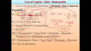 Cost of Capital  Debt  Redeemable  Practical Question [upl. by Derman]