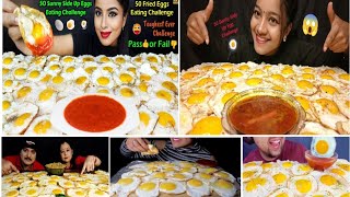 50 Sunny Side Up Eggs Eating50 Egg Omelette Food ASMR Eating Mukbang Sounds Challenge VideoAsmr m [upl. by Nagiem]