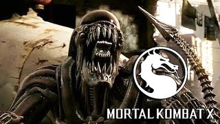 Mortal Kombat X Alien Gameplay Trailer Fatality LeatherFace Triborg Kombat Pack 2 [upl. by Xad]